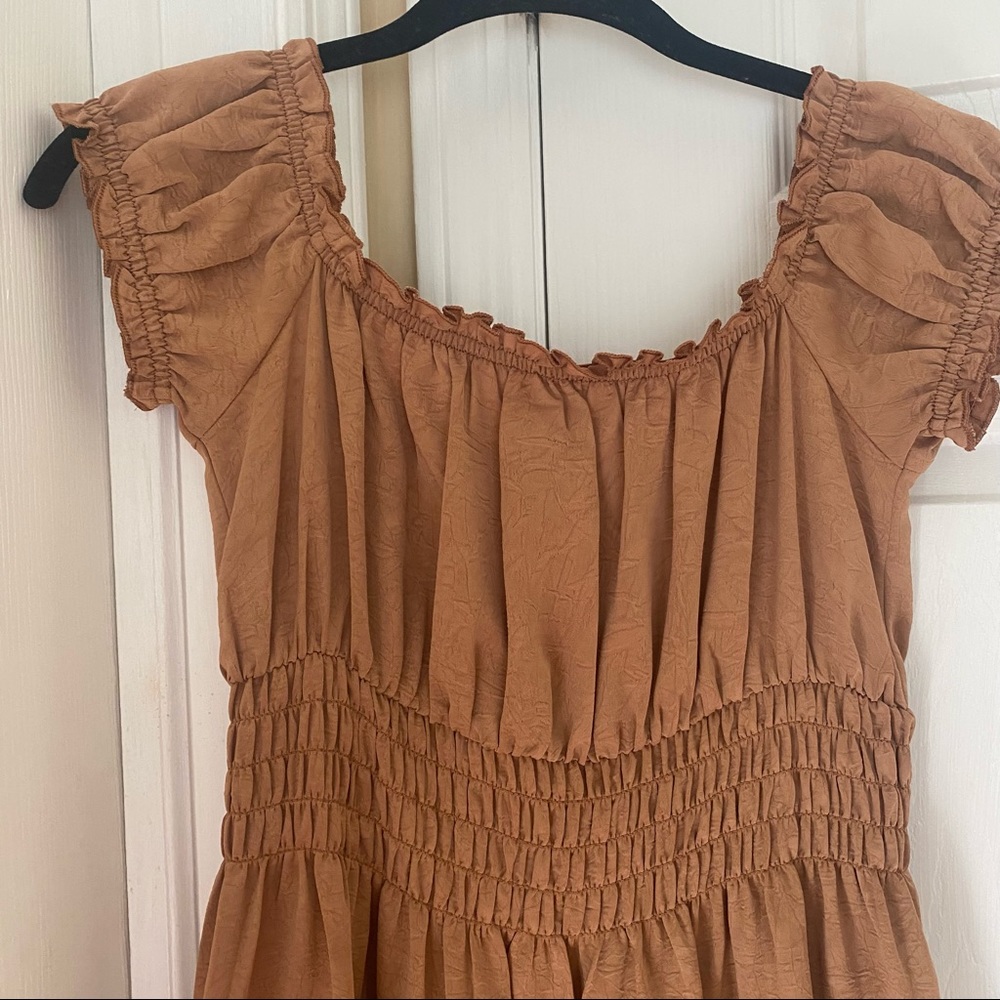 F21 Rust Off Shoulder Middie Dress - Picture 3 of 6
